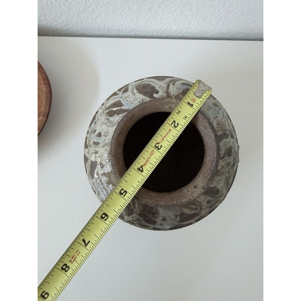 Vintage Signed SMART Studio Pottery Vase Heavy Stoneware Iridescent Oil Spot - Picture 6 of 8